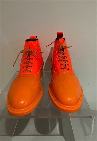 VIVIENNE WESTWOOD ORANGE PLASTIC BROGUE BOOT- UK 9