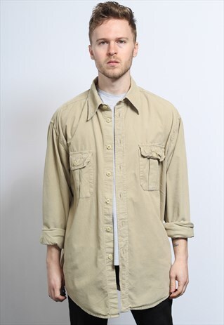 VINTAGE CORDUROY CORD SHIRT BEIGE
