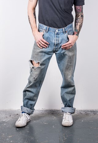 VINTAGE BLUE LEVI'S 501 PAINT JEANS