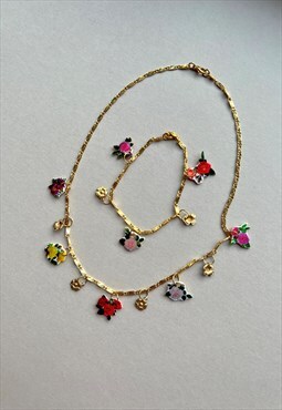 Handmade gold plated necklace bracelet set