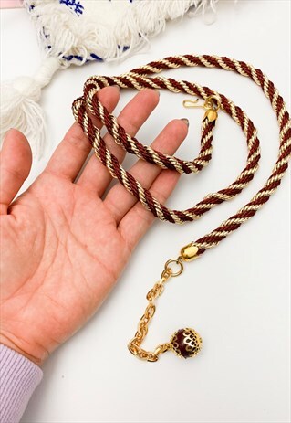 1980'S MAROON & GOLD ROPE CHAIN BELT
