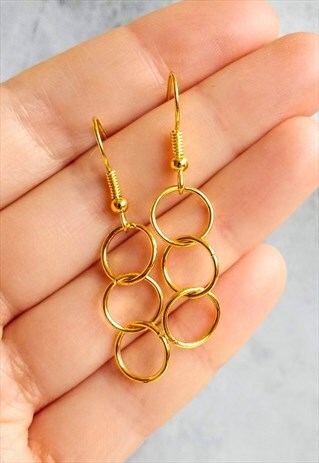 MINIMALIST LINKED HOOP DROP EARRINGS