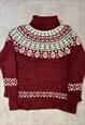 ABSTRACT KNITTED JUMPER PATTERNED KNIT ROLL NECK SWEATER