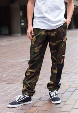 Camouflage Patchwork cotton cargo Trousers pants Y2k