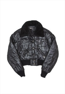 PLANETE INTERDITE Cropped Puffer Black Jacket 90s Womens S