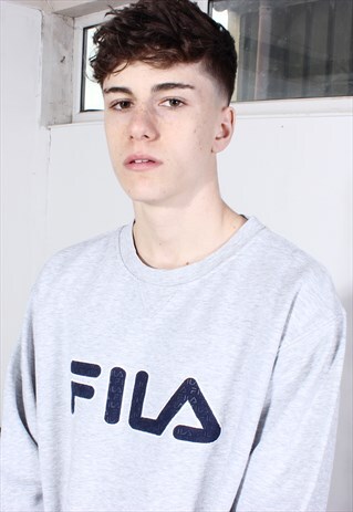 VINTAGE FILA HEATHER GREY EMBROIDERED SWEATSHIRT