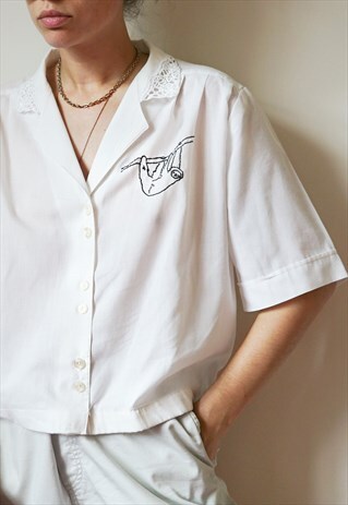 REWORKED VINTAGE HAND EMBROIDERED WHITE SHIRT