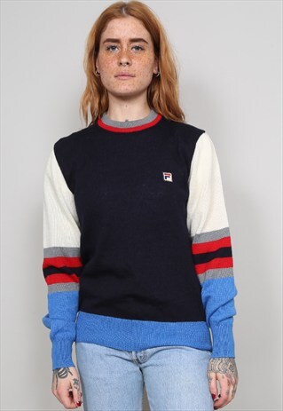 VINTAGE 80'S FILA MULTI COLOURED JUMPER