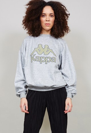 VINTAGE 80'S OVERSIZED MARL GREY KAPPA SWEATER