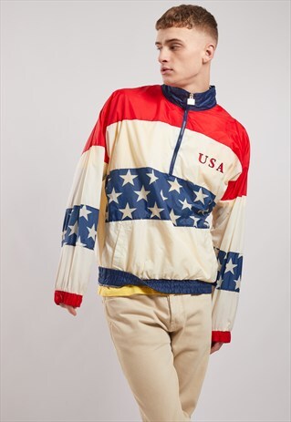 VINTAGE USA 1/4 ZIP WINDBREAKER JACKET