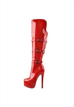 Leather Platform High Over The Knee High Heel Boot