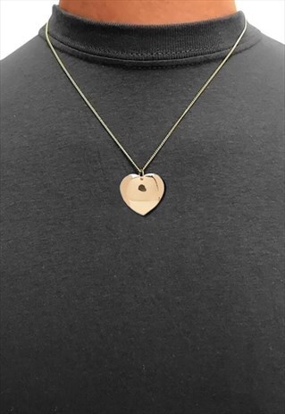 54 Floral Heart Pendant Necklace Chain - Gold
