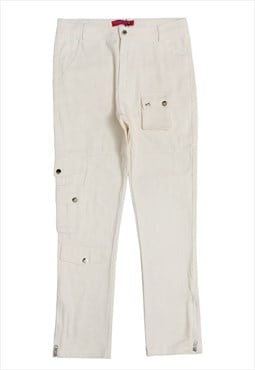 Utility jeans grunge cargo pocket denim pants in off white