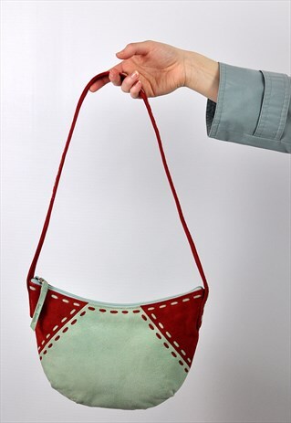 VINTAGE LEATHER / SUEDE SUZY SMITH TWO TONE SHOULDER BAG