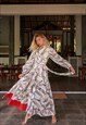 BISHOP SLEEVE DRESS MAXI DRESS - CAT PRINT
