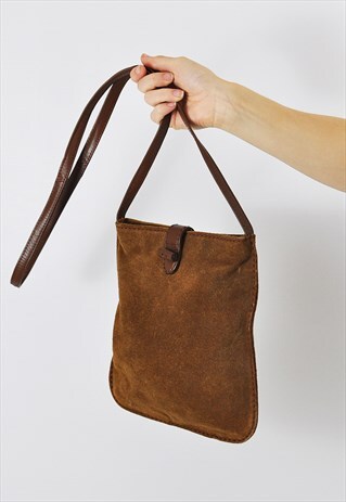 VINTAGE 90S BROWN SUEDE BOHO CROSSBODY BAG