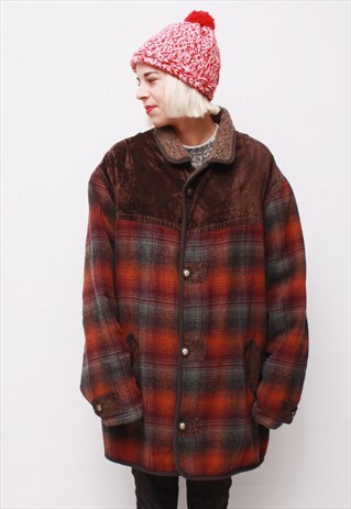 VINTAGE 90' AMAZING SUPER WARM UNISEX CHECKED WINTER COAT