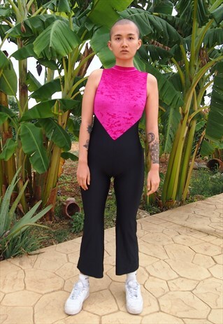PINK AND BLACK JUMPSUIT