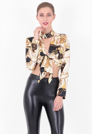 BAROQUE PRINT PLUNGE V NECK
