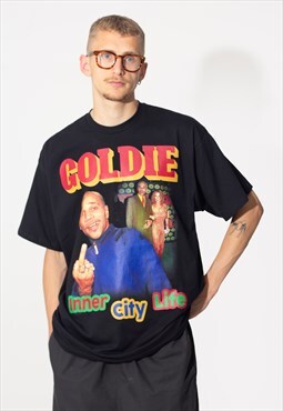 Goldie Unisex Tee Printed T-Shirt in Black