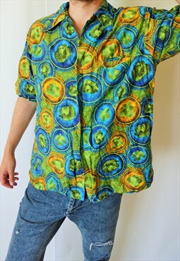 Vintage Hawaii Hawaiian Shirt Shirts Boho Hippie Oxford Top