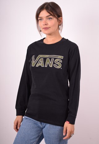 VANS WOMENS VINTAGE TOP LONG SLEEVE SMALL BLACK 90S