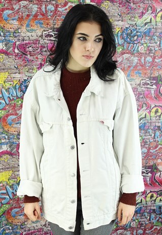 VINTAGE 80S WHITE LEVI'S DENIM JACKET. UNISEX.
