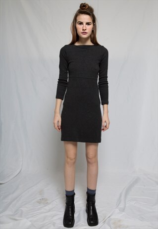 WOOL MINI DEEP GREY DRESS