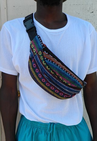 MULTI PRINT CIRCLE WOVEN BUM BAG