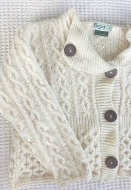Pure Wool Beige Knitted Cropped Cardigan