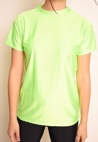 Y2K RETRO BRIGHT GREEN LYCRA TOP T-SHIRT TEE