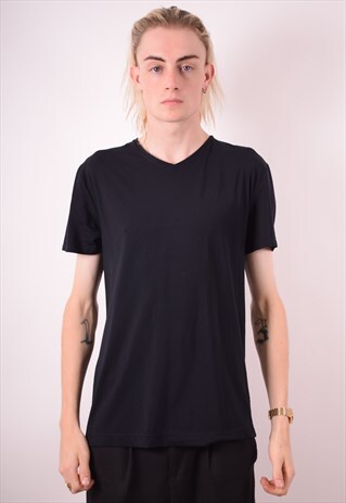 FILA MENS VINTAGE T-SHIRT TOP MEDIUM BLACK 90S
