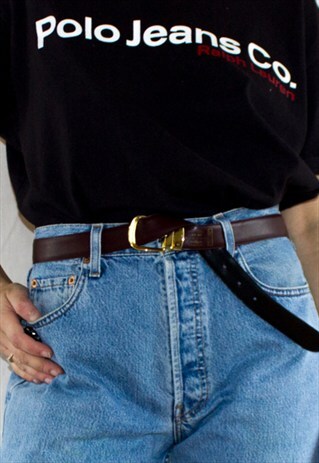 VINTAGE GOLD BUCKLE REVERSIBLE BELT
