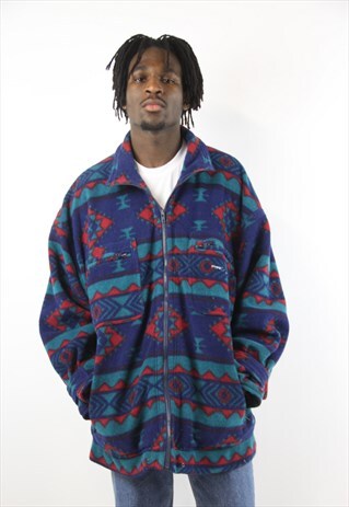 VINTAGE AMAZING 90'S PATTERNED FLEECE