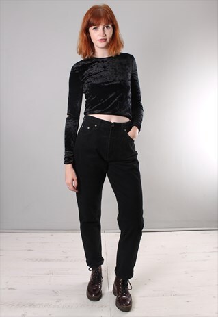 VINTAGE 80S BLACK HIGH WAISTED MOM JEANS