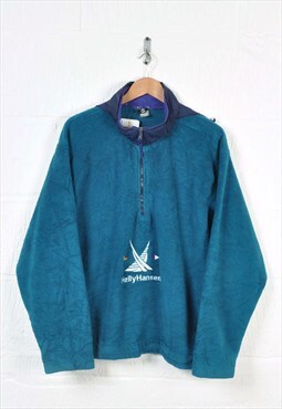 Vintage Helly Hansen Fleece 1/4 Zip Hooded 90s Green XL