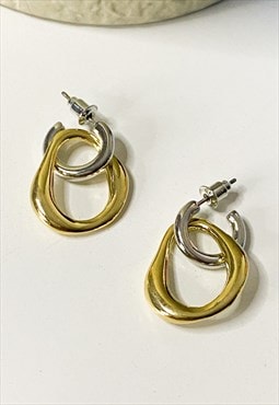 Mixed Metals Double Loop Link Earrings