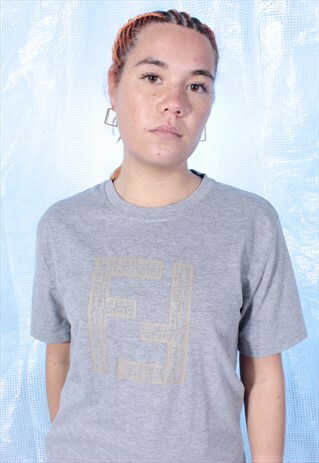 VINTAGE FENDI GREY PRINTED TEE