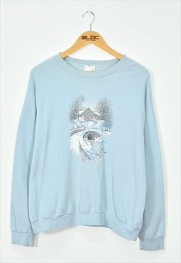 Vintage 1990's Snow Sweatshirt Blue Small