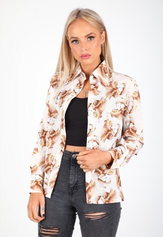 VINTAGE UNBRANDED LONG SLEEVE PATTERN SHIRT S2