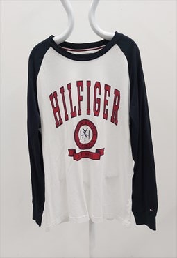 00s Tommy Hilfiger Baseball T-Shirt White Navy