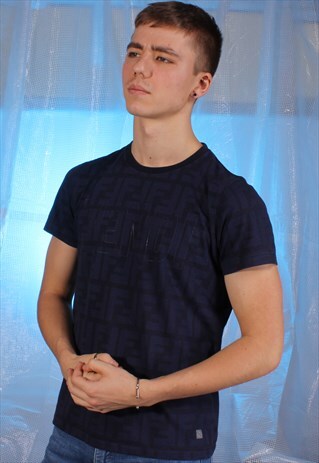 VINTAGE FENDI NAVY/BLACK MONOGRAM TEE