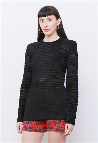 RARE 90'S VINTAGE GIORGIO ARMANI SHEER BLACK JUMPER