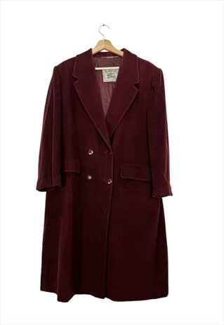 Vintage 90s Burberry wool coat in burgundy color