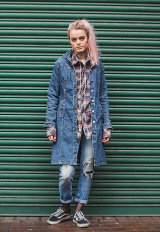 VINTAGE DENIM TRENCH COAT