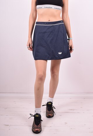 ADIDAS WOMENS VINTAGE REVERSIBLE SKIRT W28 NAVY BLUE 90'S