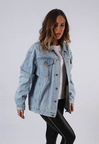 VINTAGE DENIM JACKET OVERSIZED FITTED UK 16-18 XL (C3N)