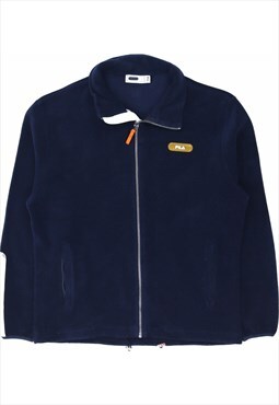 Vintage 90's Fila Fleece Spellout Zip Up Navy