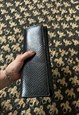 70's Vintage Black Leather Snake Effect Evening Clutch Bag