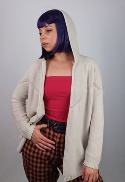  OLIVE & OAK Vintage Oversized Hooded Open Cardigan